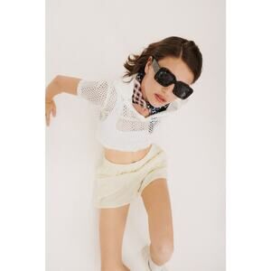 Zara Crop Top Crochet Polo Shirt